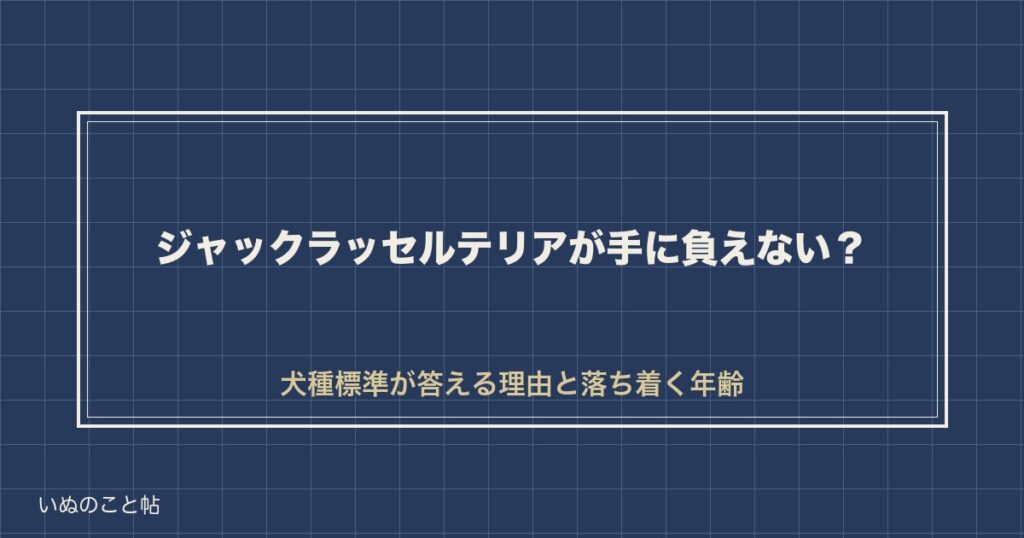 ジャックラッセルテリアが手に負えないのはなぜ？落ち着く年齢も
