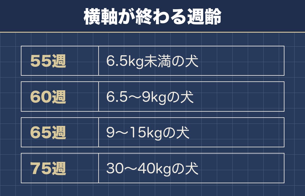 トイプードルの成長曲線が終わるのは55週ごろ