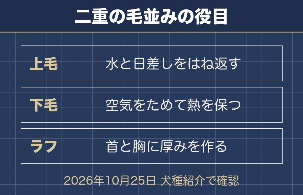 ポメラニアンのダブルコートは上毛と下毛の二重構造