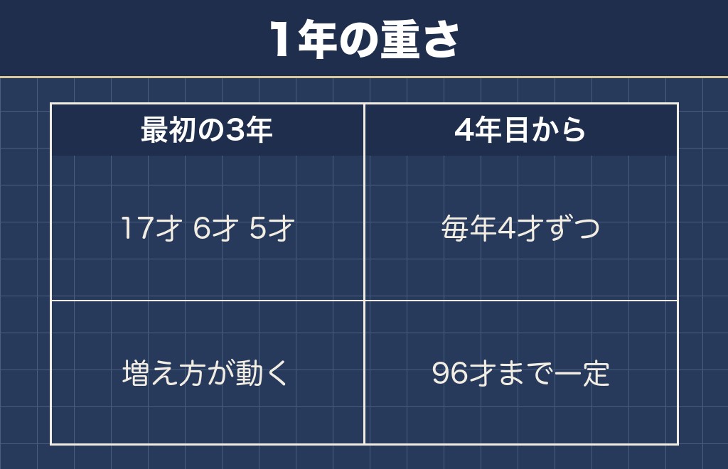 柴犬の4歳から5歳で進むのは4才ぶん