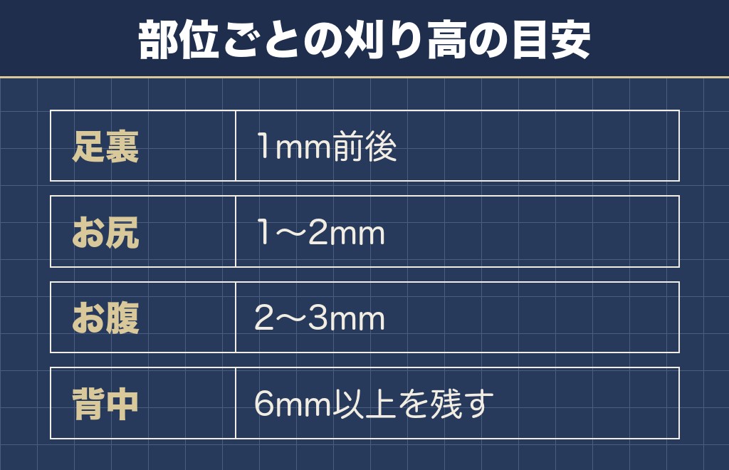 トイプードルのセルフカットで使うバリカンの刃は1mmから3mmが目安